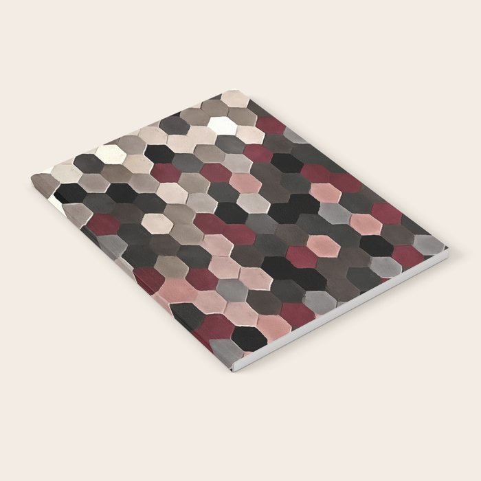 Hexagon Pattern In Gray and Burgundy Autumn Colors Notebook Gallery Image 2