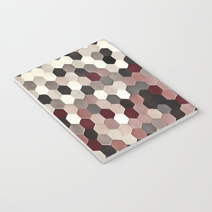 Hexagon Pattern In Gray and Burgundy Autumn Colors Notebook Gallery Image 3