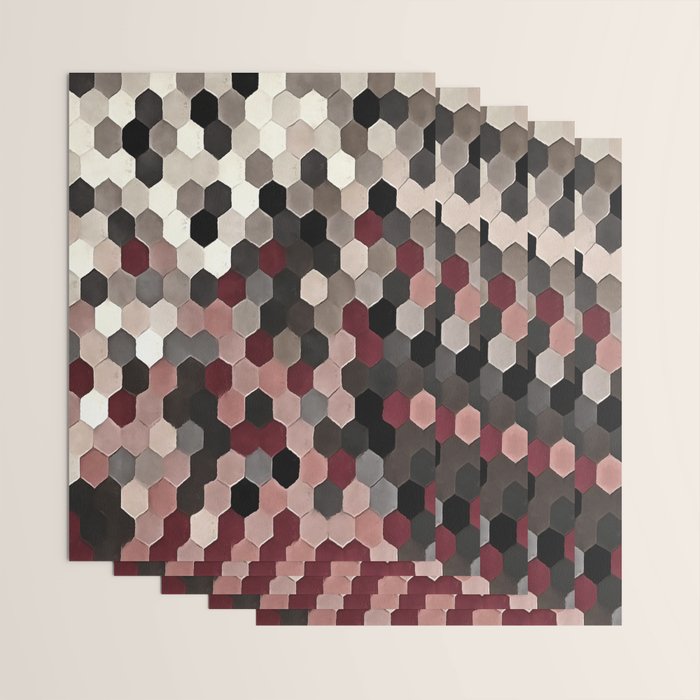 Hexagon Pattern In Gray and Burgundy Autumn Colors Wrapping Paper Gallery Image 3
