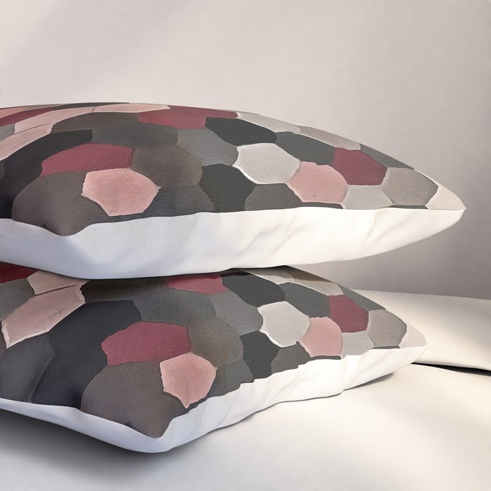 Hexagon Pattern In Gray and Burgundy Autumn Colors Pillow Sham Gallery Image 3
