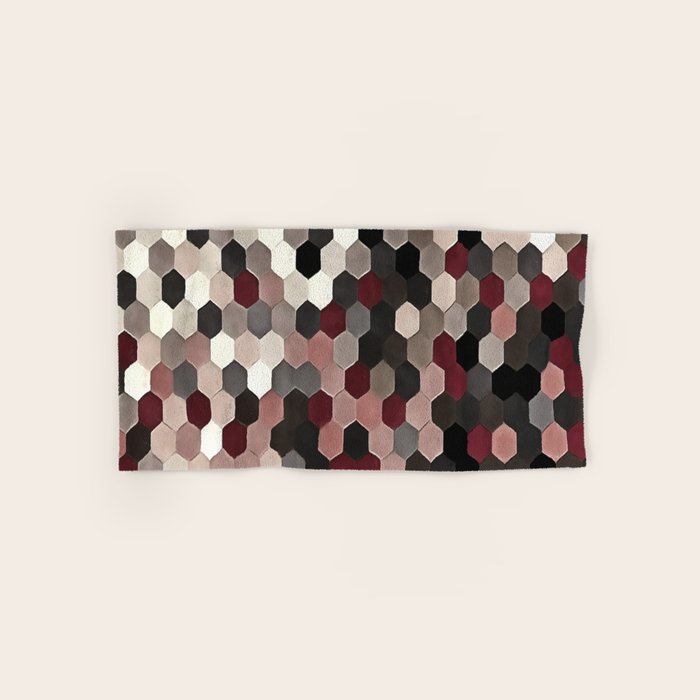 Hexagon Pattern In Gray and Burgundy Autumn Colors Bath Towel Gallery Image 1