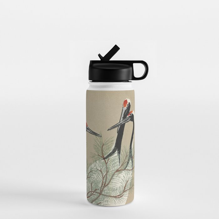 Japanese Tapestries, Japan Prints: Cranes from Momoyogusa by Kamisaka Sekka Water Bottle Gallery Image 1