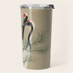 Japanese Tapestries, Japan Prints: Cranes from Momoyogusa by Kamisaka Sekka Travel Mug Gallery Image 2