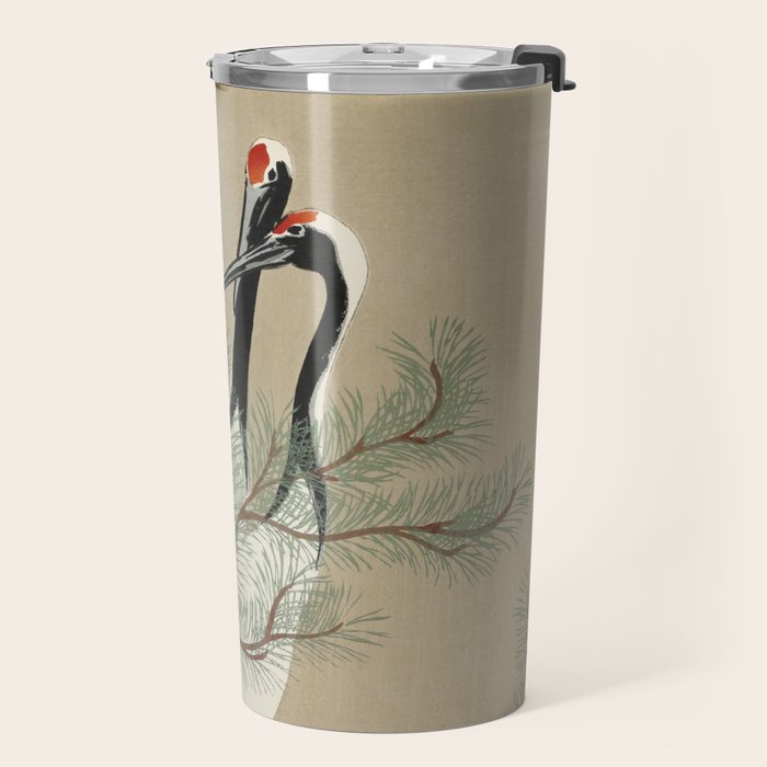 Japanese Tapestries, Japan Prints: Cranes from Momoyogusa by Kamisaka Sekka Travel Mug Gallery Image 2