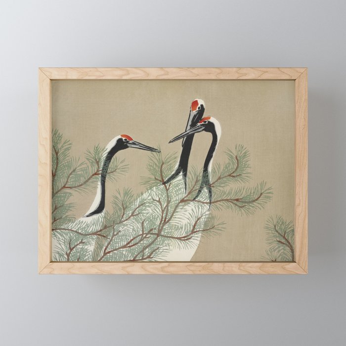 Japanese Tapestries, Japan Prints: Cranes from Momoyogusa by Kamisaka Sekka Mini Art Print Gallery Image 1