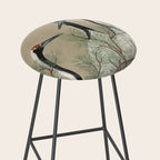 Japanese Tapestries, Japan Prints: Cranes from Momoyogusa by Kamisaka Sekka Stool Gallery Image 2