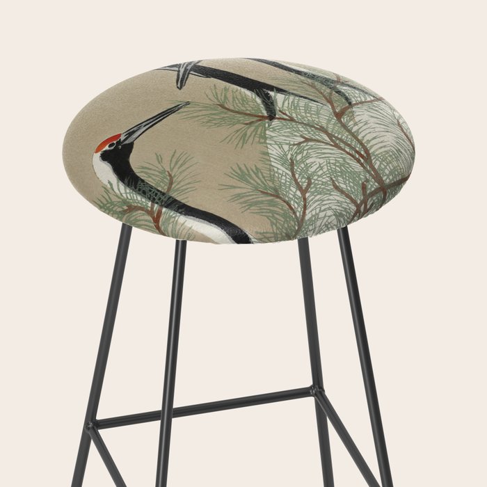 Japanese Tapestries, Japan Prints: Cranes from Momoyogusa by Kamisaka Sekka Stool Gallery Image 2