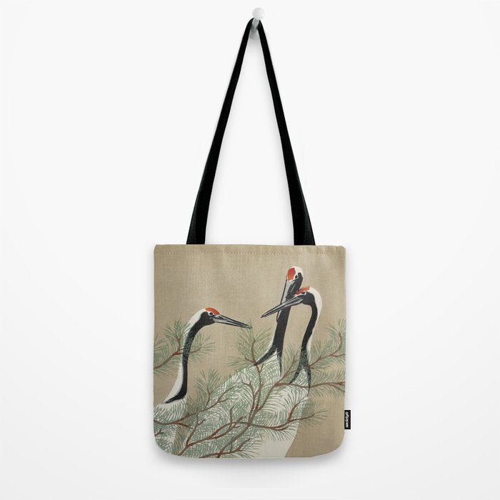 Japanese Tapestries, Japan Prints: Cranes from Momoyogusa by Kamisaka Sekka Tote Bag Gallery Image 2