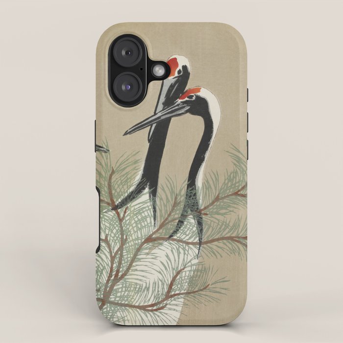 Japanese Tapestries, Japan Prints: Cranes from Momoyogusa by Kamisaka Sekka iPhone Case Gallery Image 1
