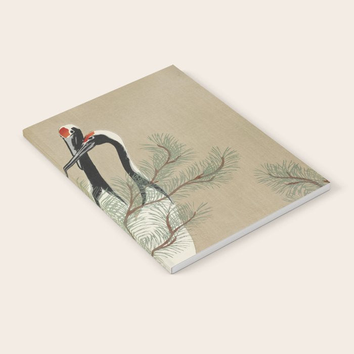 Japanese Tapestries, Japan Prints: Cranes from Momoyogusa by Kamisaka Sekka Notebook Gallery Image 1