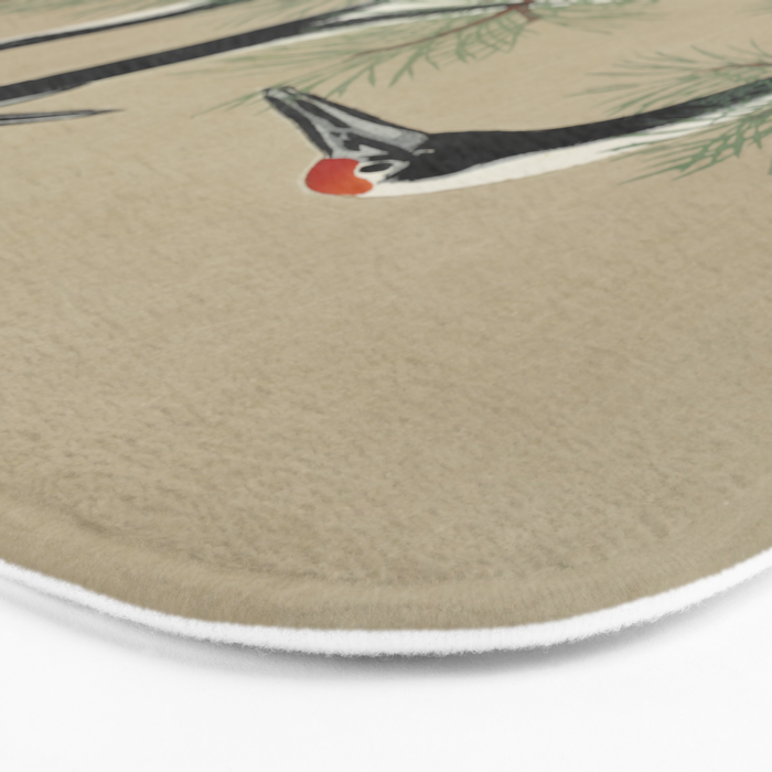 Japanese Tapestries, Japan Prints: Cranes from Momoyogusa by Kamisaka Sekka Bath Mat Gallery Image 3
