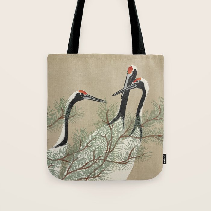Japanese Tapestries, Japan Prints: Cranes from Momoyogusa by Kamisaka Sekka Tote Bag Gallery Image 1