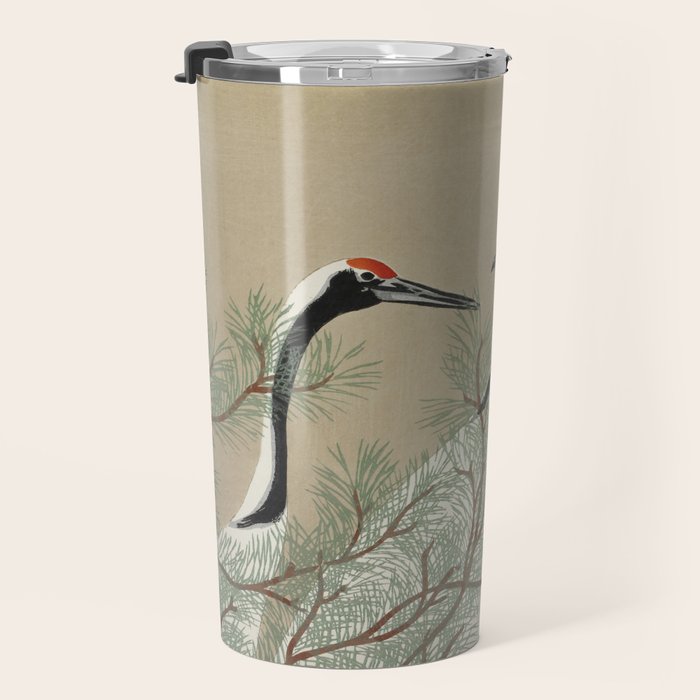 Japanese Tapestries, Japan Prints: Cranes from Momoyogusa by Kamisaka Sekka Travel Mug Gallery Image 3