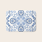 Blue and White Elegant Tiled Pattern Bath Mat Gallery Image 1
