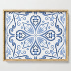 Blue and White Elegant Tiled Pattern Serving Tray Gallery Image 1