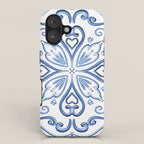 Blue and White Elegant Tiled Pattern iPhone Case Gallery Image 1