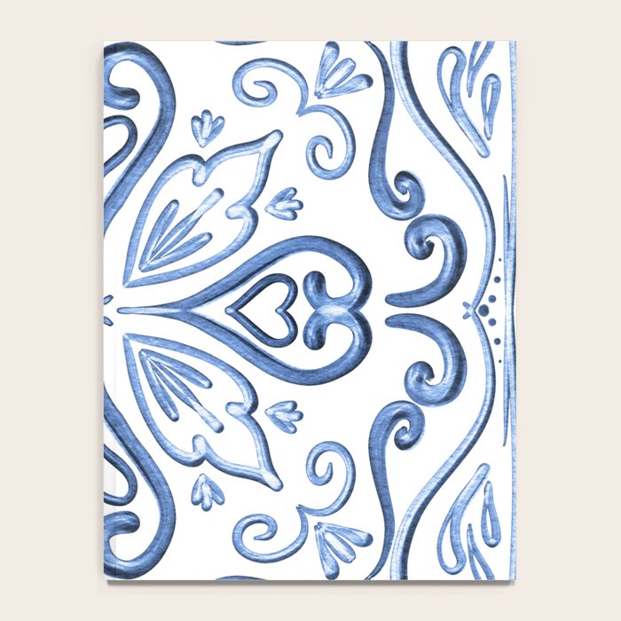 Blue and White Elegant Tiled Pattern Notebook Gallery Image 4