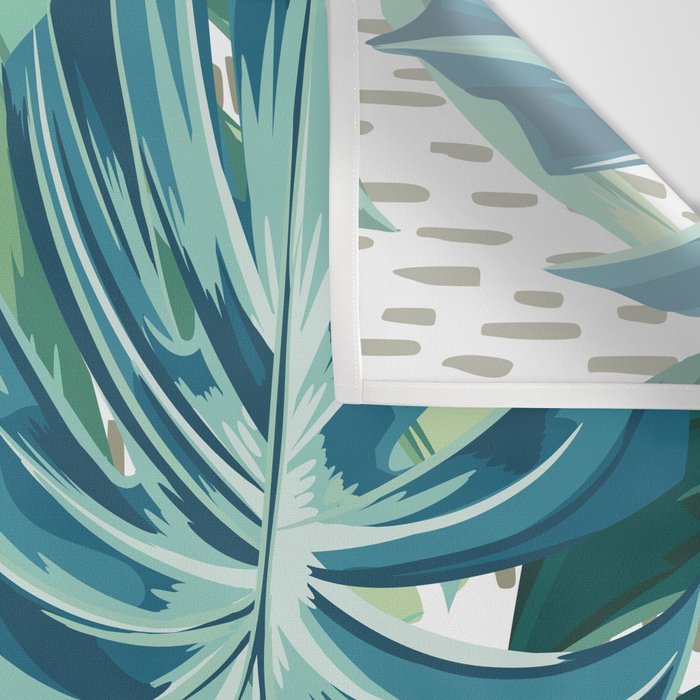 Tropical Palms, Green and Blue, Abstract Wall Tapestry Gallery Image 3