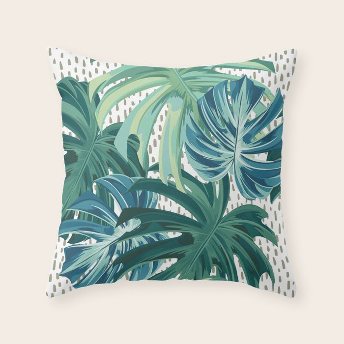 Tropical Palms, Green and Blue, Abstract Throw Pillow Gallery Image 6