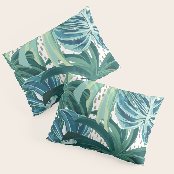 Tropical Palms, Green and Blue, Abstract Pillow Sham Gallery Image 3
