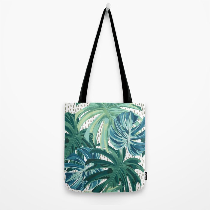Tropical Palms, Green and Blue, Abstract Tote Bag Gallery Image 2