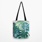 Tropical Palms, Green and Blue, Abstract Tote Bag Gallery Image 2