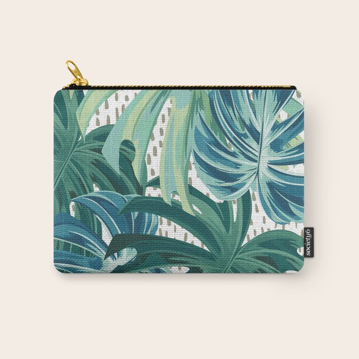 Tropical Palms, Green and Blue, Abstract Carry All Pouch Gallery Image 1