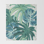 Tropical Palms, Green and Blue, Abstract Throw Blanket Gallery Image 2