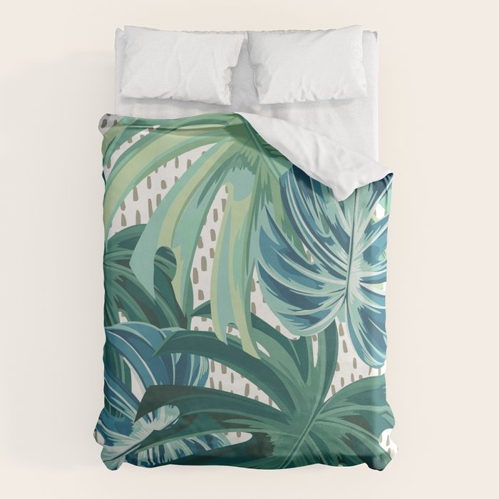 Tropical Palms, Green and Blue, Abstract Duvet Cover Gallery Image 6