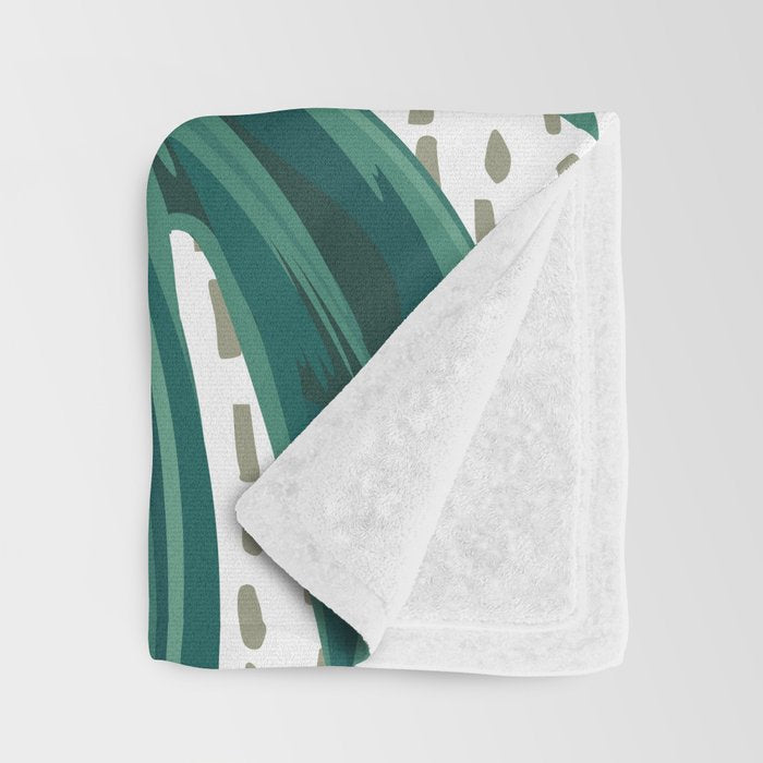Tropical Palms, Green and Blue, Abstract Throw Blanket Gallery Image 3