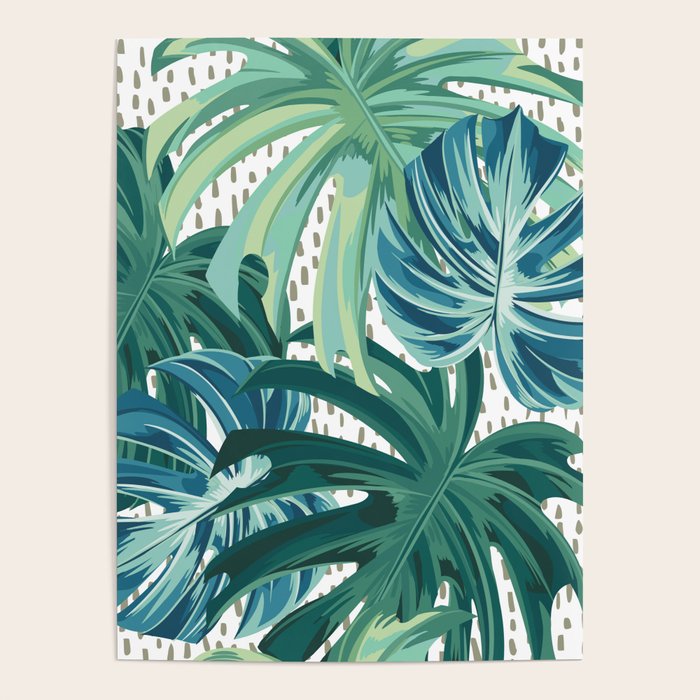 Tropical Palms, Green and Blue, Abstract Poster Gallery Image 4