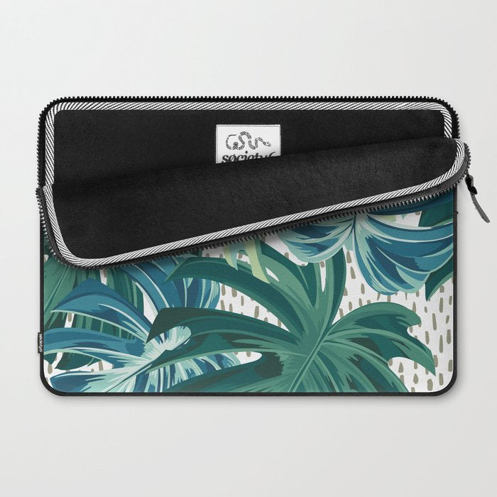 Tropical Palms, Green and Blue, Abstract Laptop Sleeve Gallery Image 2