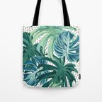 Tropical Palms, Green and Blue, Abstract Tote Bag Gallery Image 1