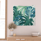 Tropical Palms, Green and Blue, Abstract Wall Tapestry Gallery Image 2