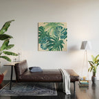 Tropical Palms, Green and Blue, Abstract Wood Wall Art Gallery Image 2