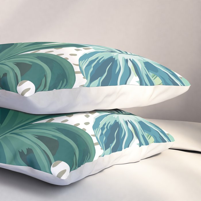 Tropical Palms, Green and Blue, Abstract Pillow Sham Gallery Image 3