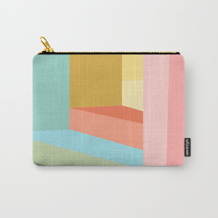 Abstract Geometry Steps in Beachy Pastels Carry All Pouch Gallery Image 1