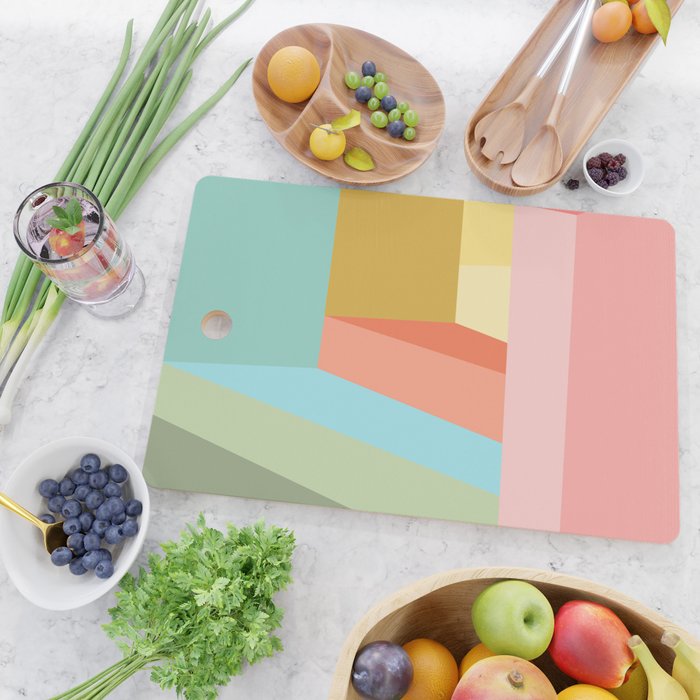 Abstract Geometry Steps in Beachy Pastels Cutting Board Gallery Image 2