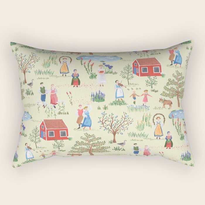 Swedish Folk Art - Midsummer Rectangular Pillow Gallery Image 2
