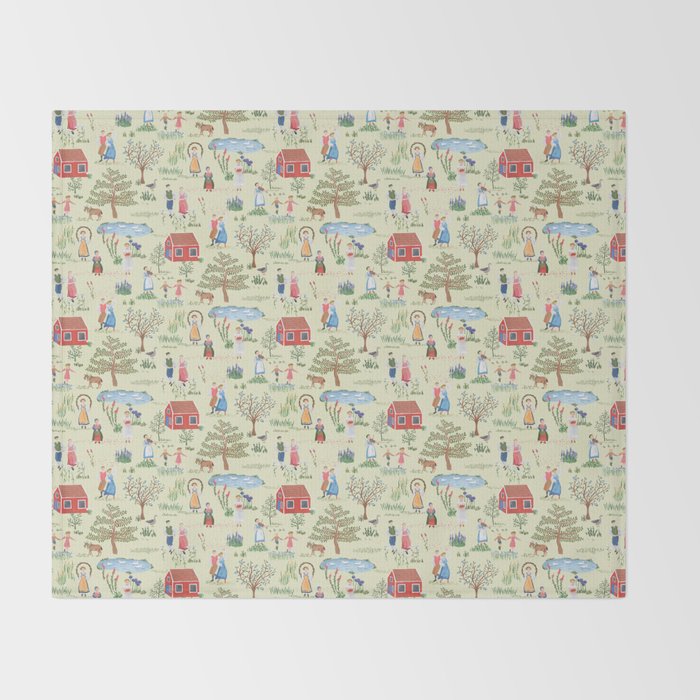 Swedish Folk Art - Midsummer Throw Blanket Gallery Image 2