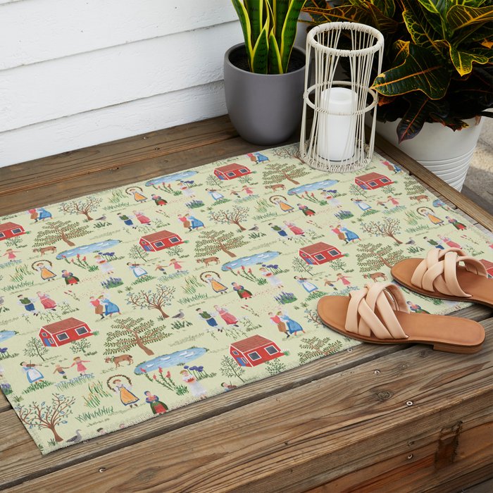 Swedish Folk Art - Midsummer Outdoor Rug Gallery Image 2