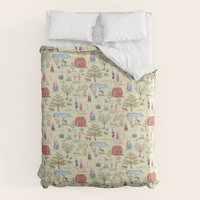 Swedish Folk Art - Midsummer Duvet Cover Gallery Image 1