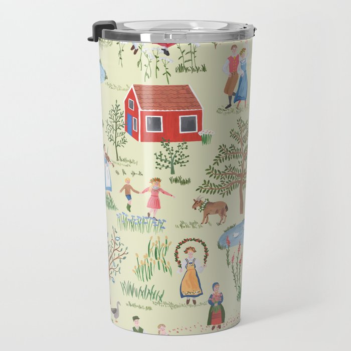 Swedish Folk Art - Midsummer Travel Mug Gallery Image 3