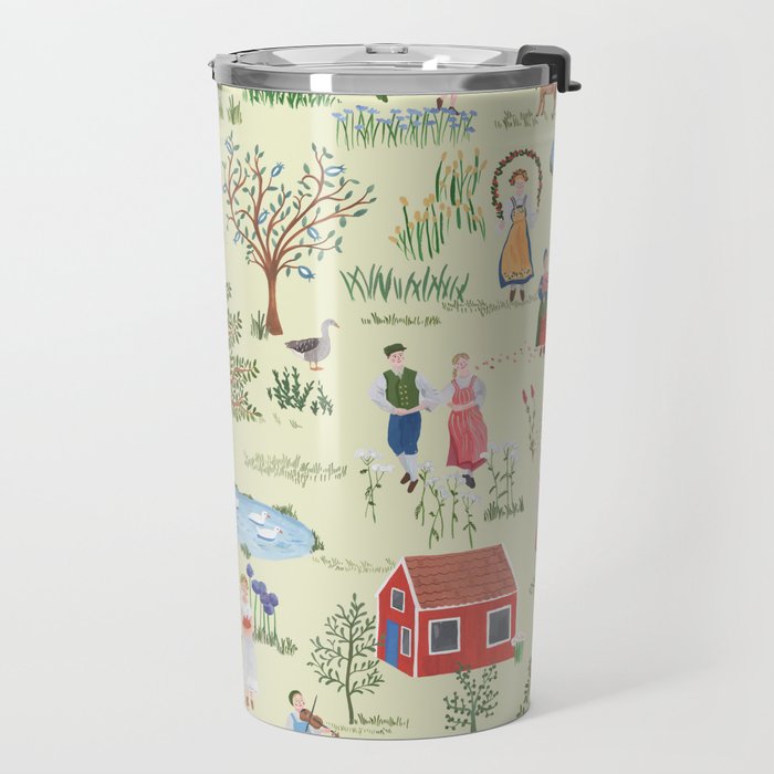 Swedish Folk Art - Midsummer Travel Mug Gallery Image 2