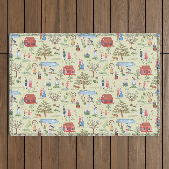 Swedish Folk Art - Midsummer Outdoor Rug Gallery Image 1
