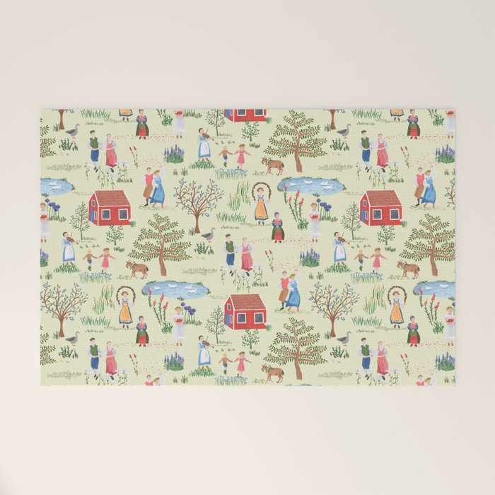 Swedish Folk Art - Midsummer Welcome Mat Gallery Image 1