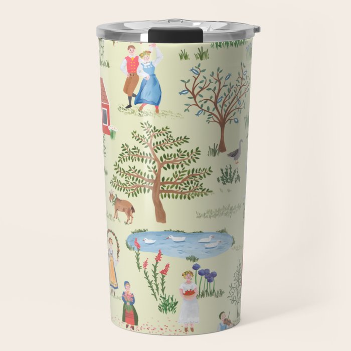 Swedish Folk Art - Midsummer Travel Mug Gallery Image 1