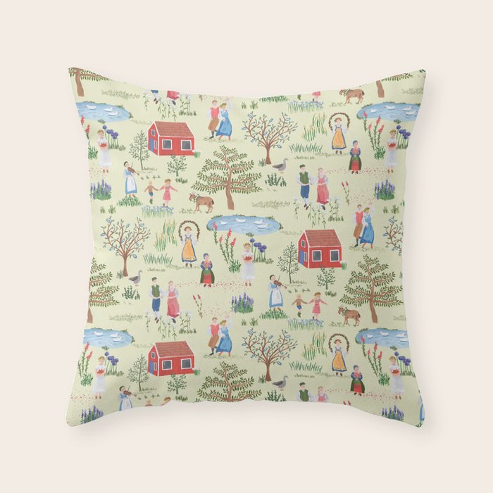 Swedish Folk Art - Midsummer Throw Pillow Gallery Image 6