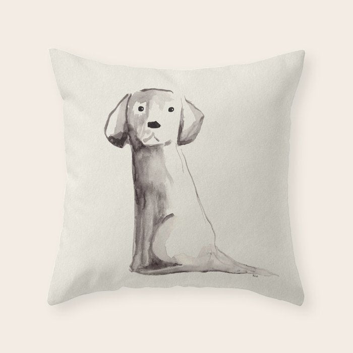 Little pup watercolor dog painting  Throw Pillow Gallery Image 6