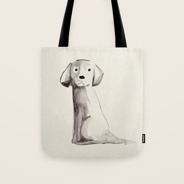 Little pup watercolor dog painting  Tote Bag Gallery Image 1
